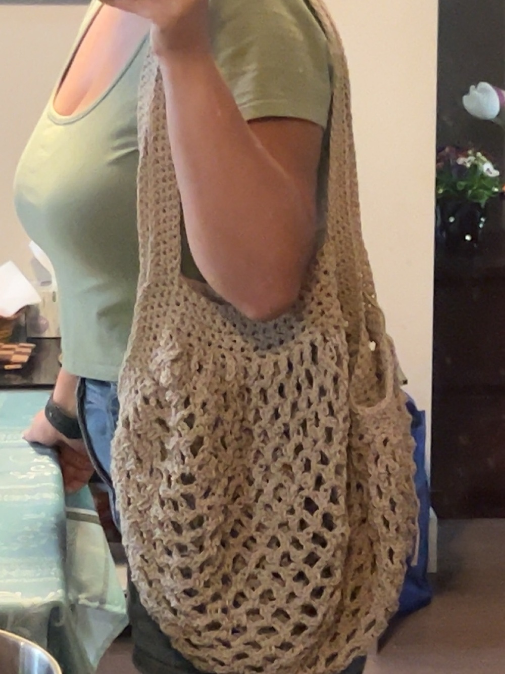 Handmade by me! Beige Crochet Market Tote Bag - Picture 2 of 2
